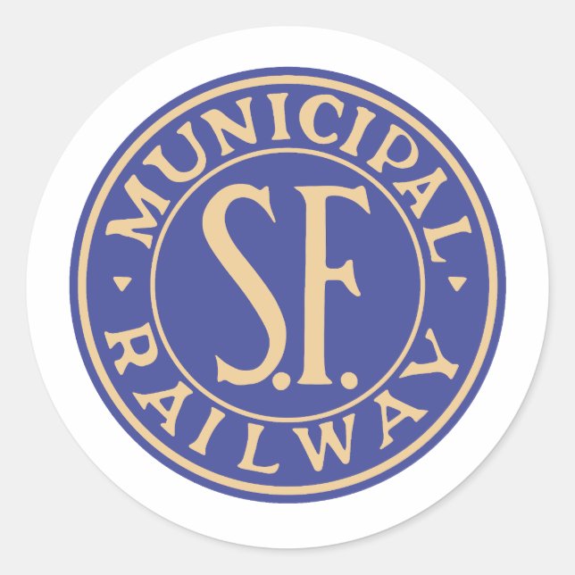 Round Muni Blue and Gold design Sticker (Front)