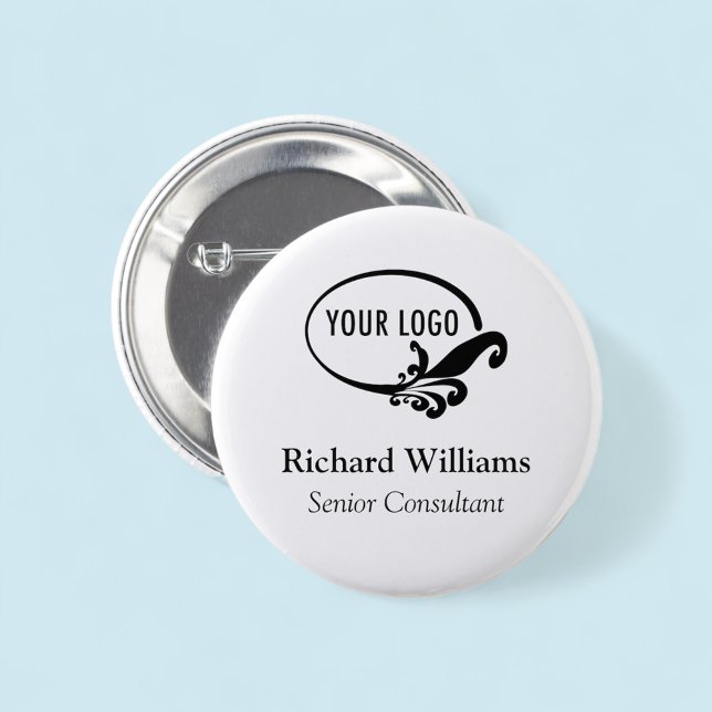 Round Name Badge Pin Back Button Business Logo (MISOOK Round Name Tag Button Pin with Logo)