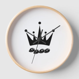 Round Natural Wood Frame Wall Clock Text image