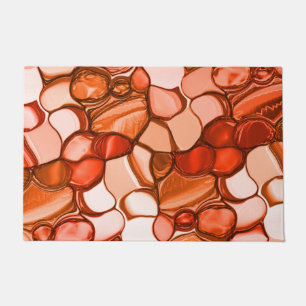 Round neven shapes like seeds, coral tones and red doormat