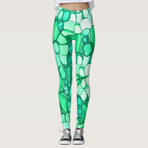 Round neven shapes like seeds, mint to green tones leggings
