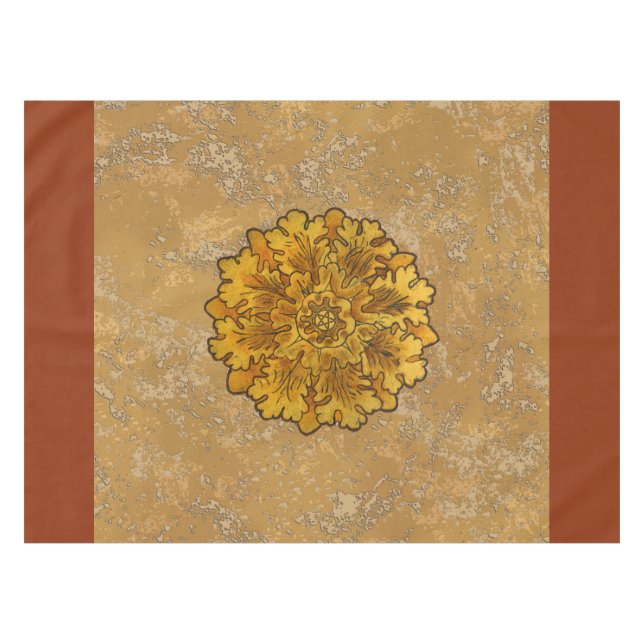 Round Oak Leaves Cluster Tablecloth (Front (Horizontal))