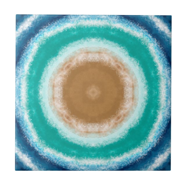 Round Ocean Waves  Ceramic Tile (Front)