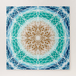 Round Ocean Waves Mandala Jigsaw Puzzle