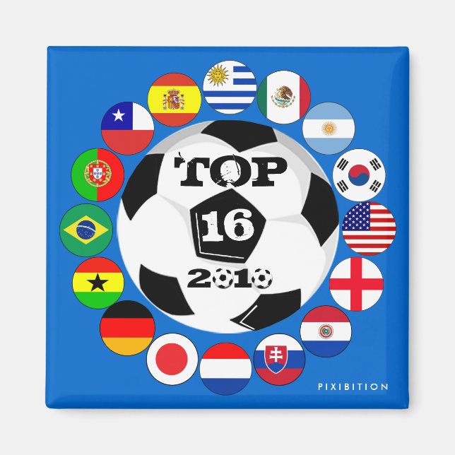 Round Of 16 Team Flags Magnet World Cup (Front)