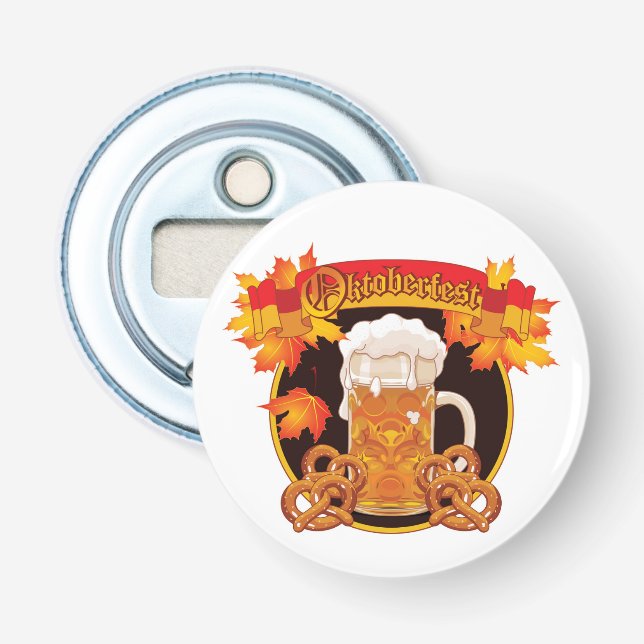 Round Oktoberfest Celebration Design Bottle Opener (Front)