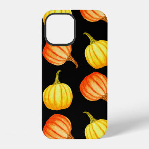 Round Orange and yellow pumpkin. Seamless watercol iPhone 12 Case