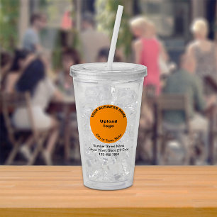 Round Orange Business Branding on Acrylic Tumbler
