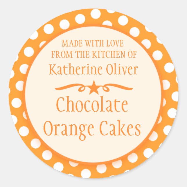 Round orange cookie exchange baking gift stickers (Front)