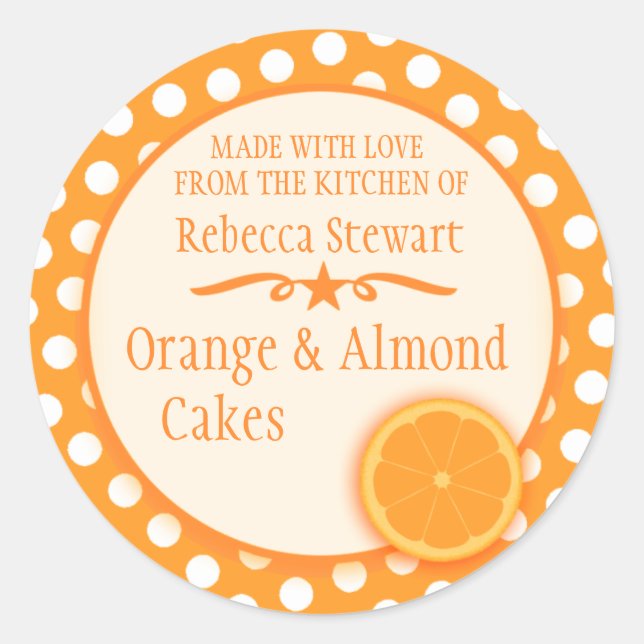 Round orange cookie exchange baking gift stickers (Front)