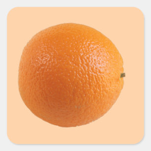 Round Orange Fresh Fruit Photo Square Sticker