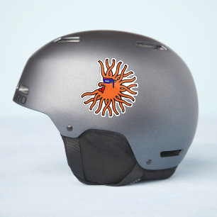 Round orange sun with face cartoon
