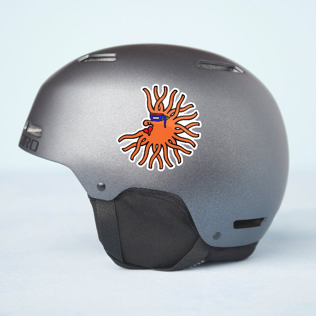 Round orange sun with face cartoon (Helmet Side)