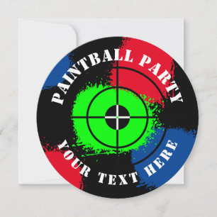 Round paintball splatter party invitation template