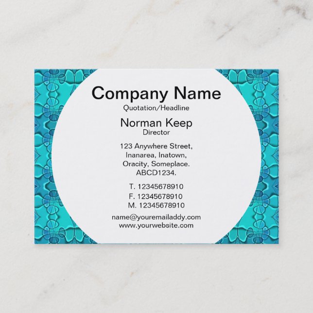 Round Panel - Aqua Blue Fest Business Card (Front)