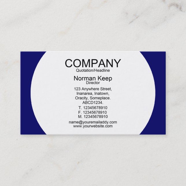 Round Panel - White with Dark Blue 000066 Business Card (Front)