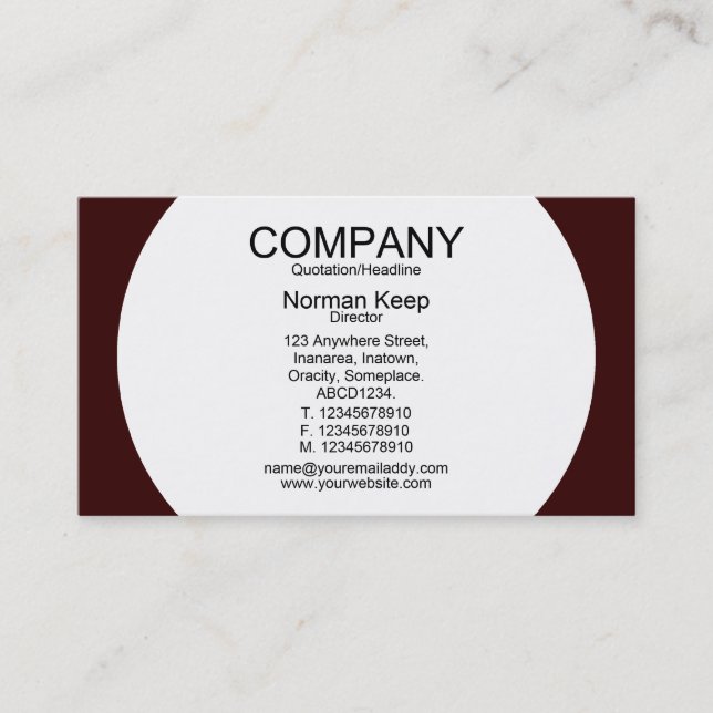 Round Panel - White with Dark Brown 330000 Business Card (Front)