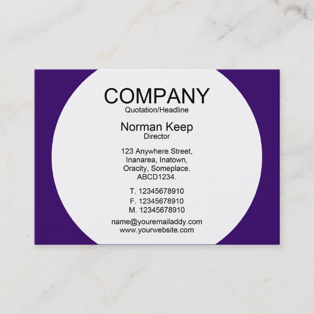 Round Panel - White with Dark Purple Business Card (Front)