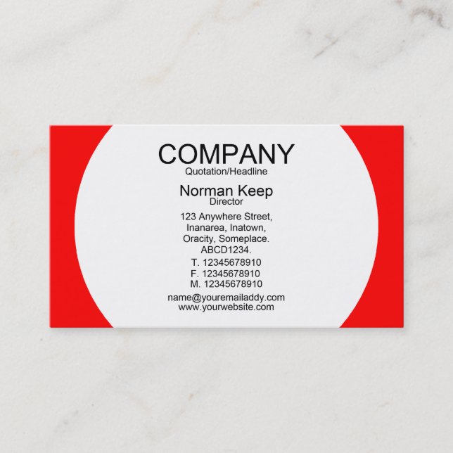 Round Panel - White with Red FF0000 Business Card (Front)