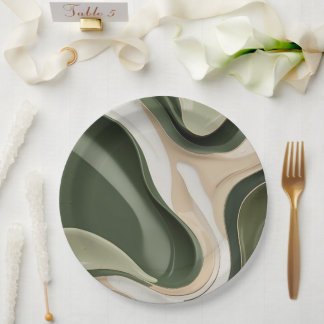 Round paper plate in stylish abstract graphic