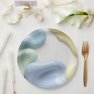 Round paper plate in stylish abstract graphic