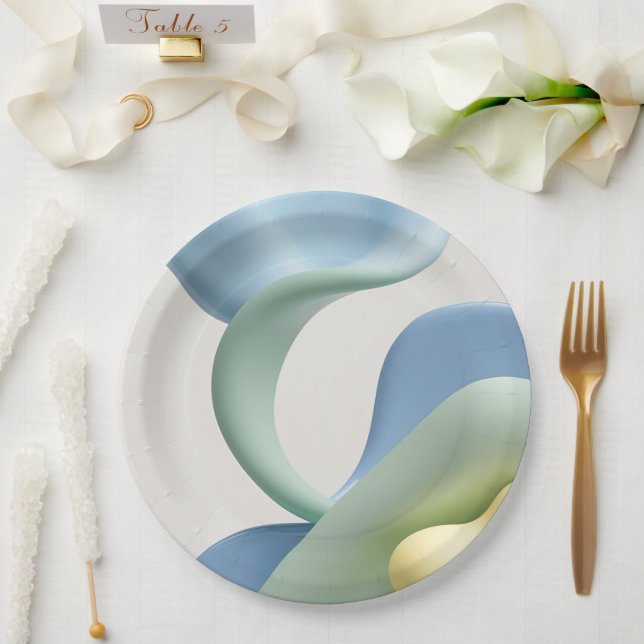 Round paper plate in stylish abstract graphic (Wedding)