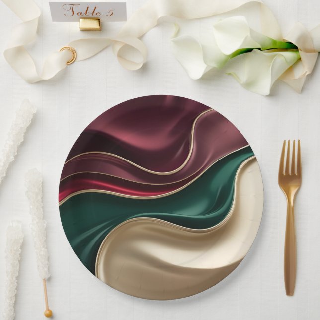Round paper plate in stylish abstract graphic (Wedding)