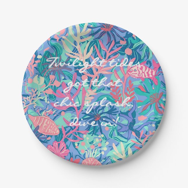 Round paper plate in stylish graphic (Front)