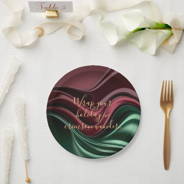Round paper plate in stylish graphic (Wedding)