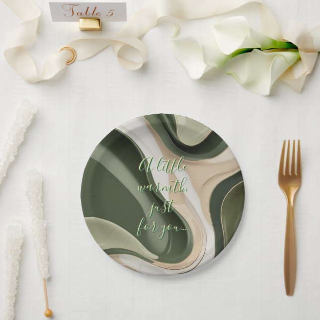 Round paper plate in stylish graphic (Wedding)