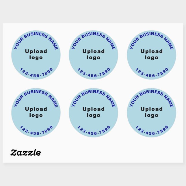Round Pattern Phone Number Texts on Light Blue Classic Round Sticker (Sheet)