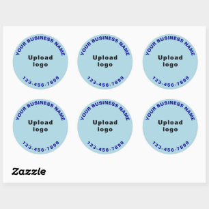Round Pattern Phone Number Texts on Light Blue Classic Round Sticker