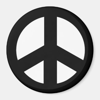 Round Peace Sign Magnet, Black on White Magnet