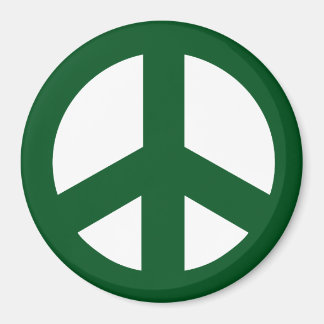 Round Peace Sign Magnet, Green on White Magnet