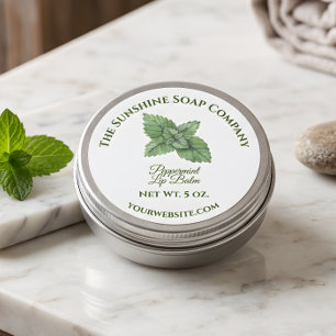 Round Peppermint Lip Balm Label