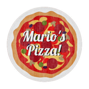 Round pepperoni pizza Italian food custom glass Cutting Board
