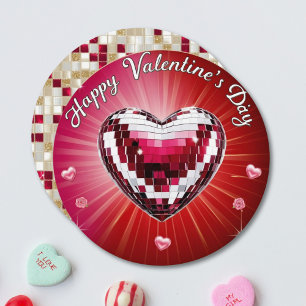Round Personalised Disco Valentine's Card