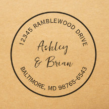 Round Personalised Return Address Wedding
