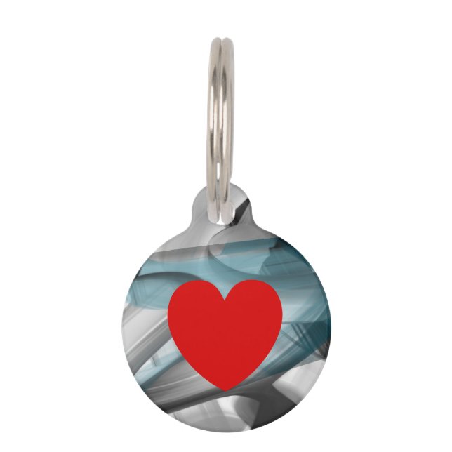 Round Pet Tag Trend Abstract Art Blue Ocean (Front)