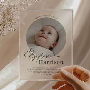 Round Photo Baptism Invitation