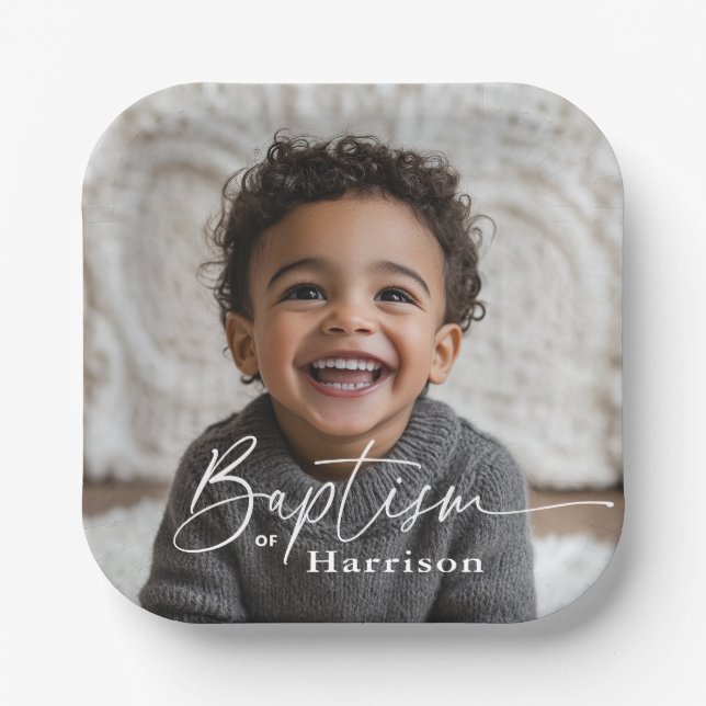 Round Photo Baptism Paper Plate (Front)