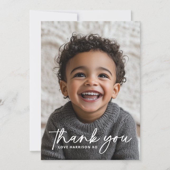 Round Photo Baptism Thank You Card (Front)
