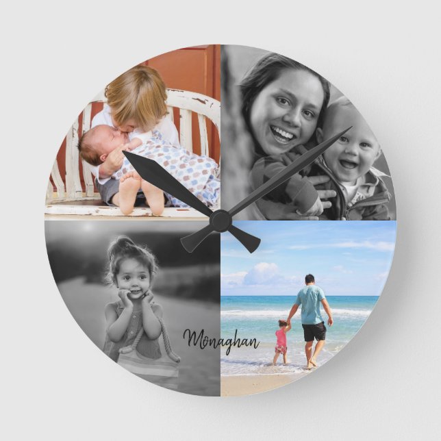 Round Photo Collage Round Clock (Front)