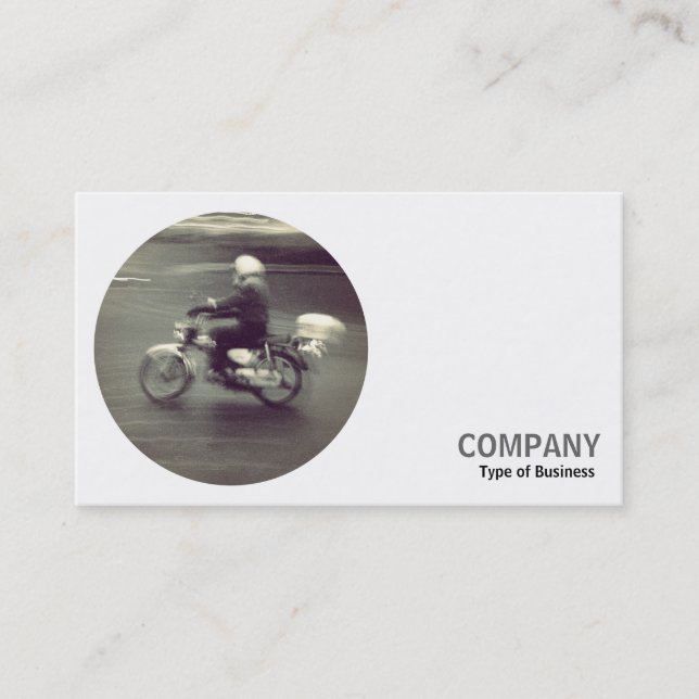 Round Photo - Moving Motorbike Business Card (Front)