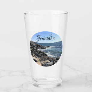 Round Photo of Atlantic Ocean Rocky Shoreline Sea Glass