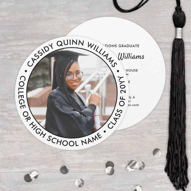 Round Photo Simple Modern Graduation Invitation (Creator Uploaded)