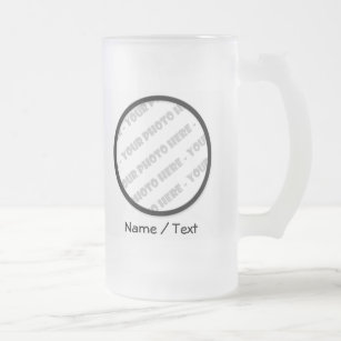Round Photo & Text Frosted Stein - Create Your Own