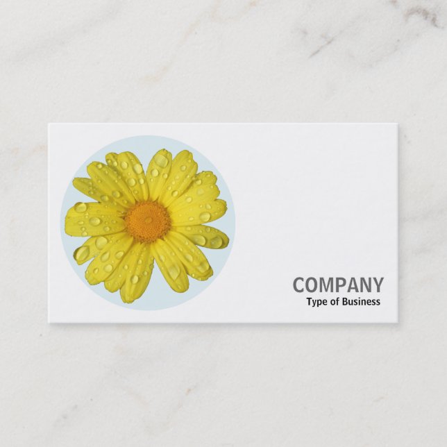Round Photo - Yellow Daisy in the Rain Business Card (Front)