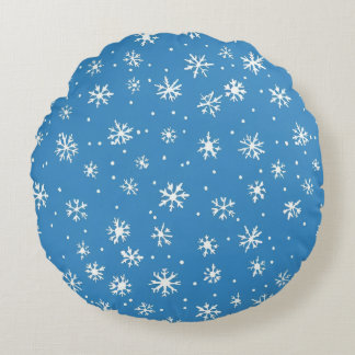 Round Pillow a snow crystal pattern