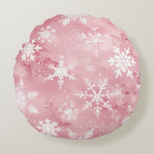 Round Pillow a snow crystal pattern